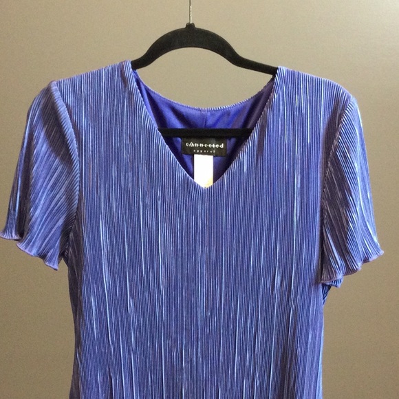 10 Connected Apparel periwinkle blue pleat ruffle dress - Picture 5 of 16